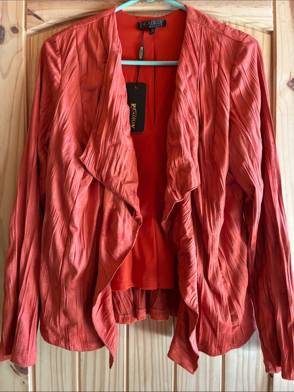 Picadilly Fashion Rust Orange Draped Jacket